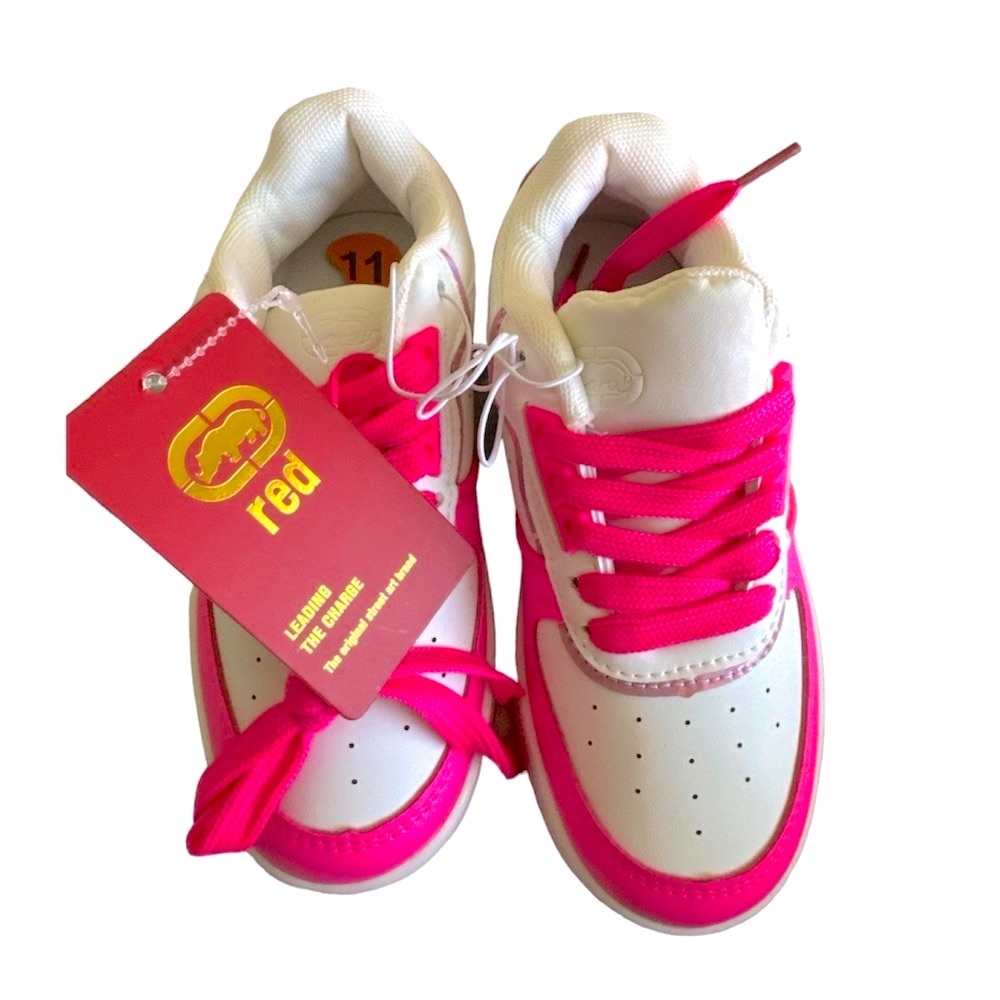 Girls Ecko pink & white sneakers